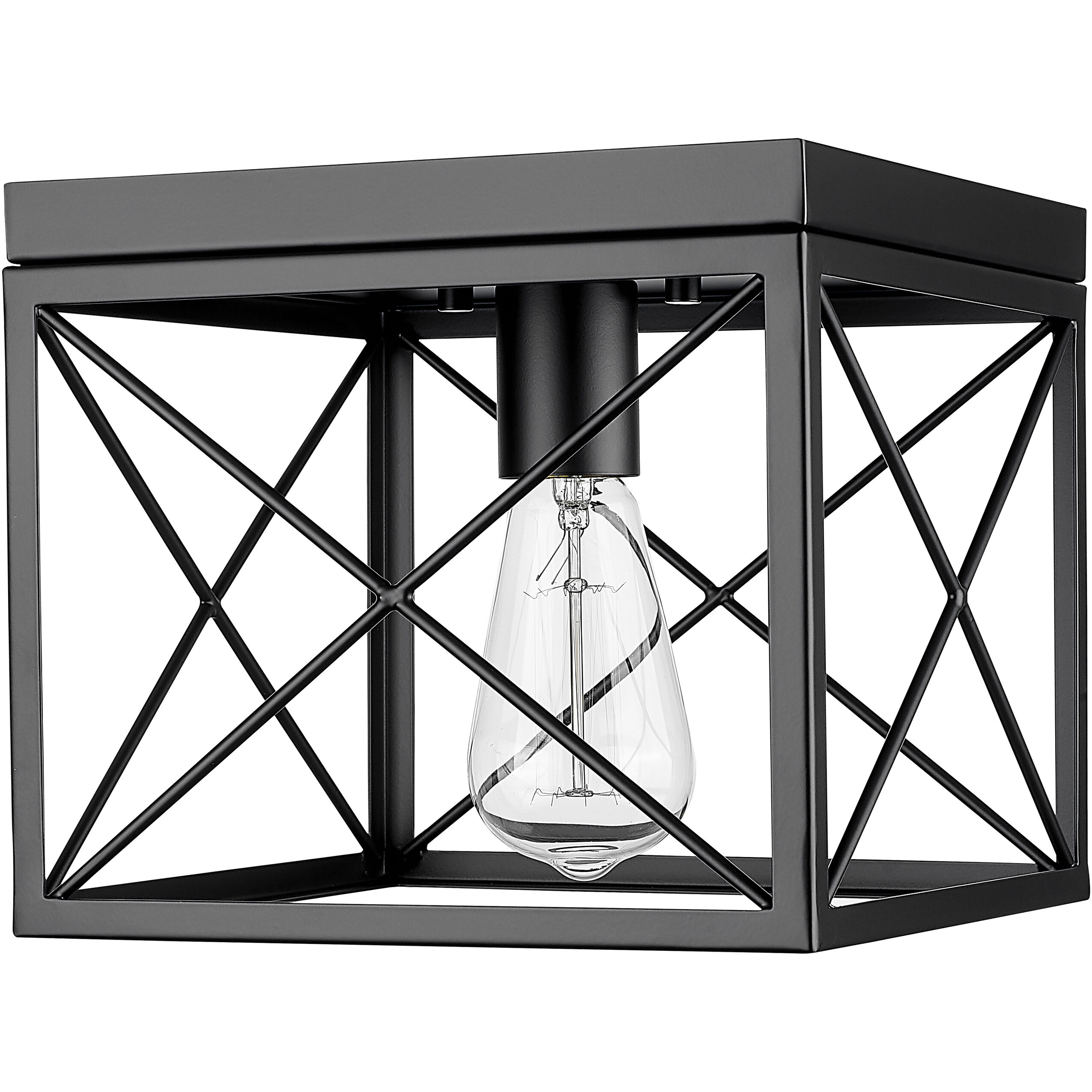 None 1 Light 9 inch Matte Black Flush Mount Ceiling Light